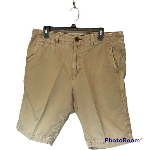 American Eagle Outfitters Other - American Eagle Chino Casual Flat Front Shorts Size 34 Tan Beige Board Shorts